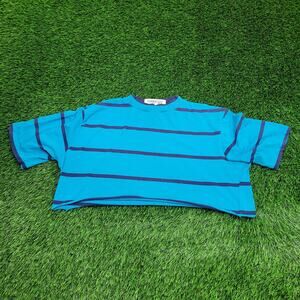 VTG 90s Super Crop-Top T-Shirt Womens 2XL Striped USA Surfer Punk Rock